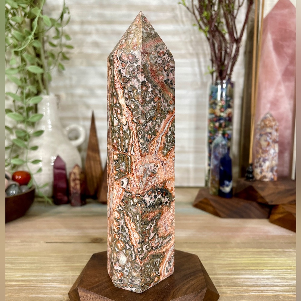 0601 Red Leopard Skin Jasper Crystal Tower - Large 6-1/2 Inches Tall